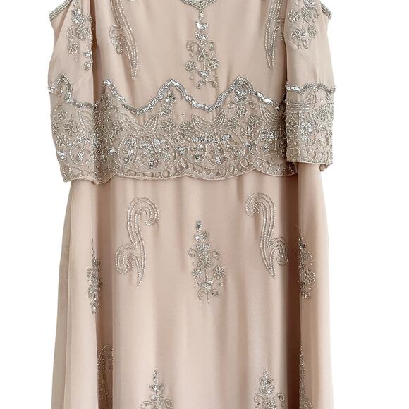 ADRIANNA PAPELL English Rose Long Beaded Bridesmaid Dress 6 - Picture 5 of 11